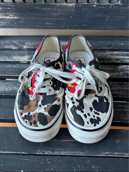 Vans Shoes - Vans Kids Cow-Print Canvas Sneakers with Pink Accents